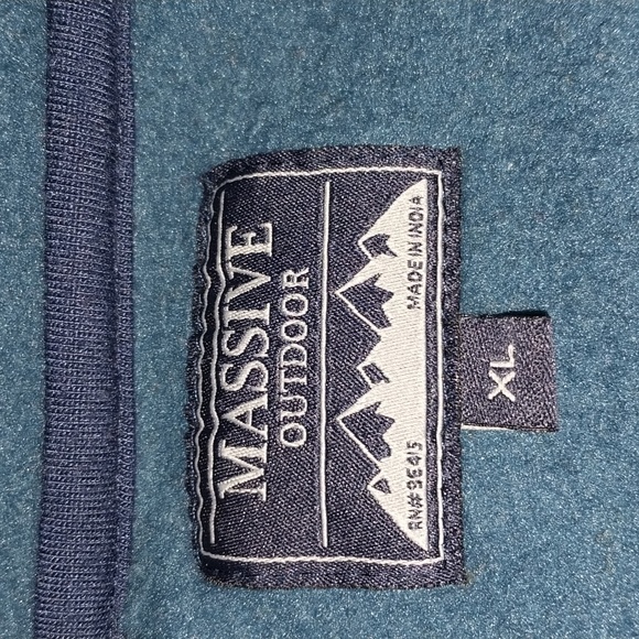 Vintage Massive Outdoors Men's XL Teal & Gold Color Block Fleece Pullover - Picture 5 of 7